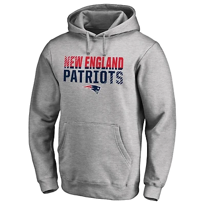 Men's Ash New England Patriots Iconic Collection Fade Out Pullover Hoodie