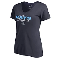 Women's Navy Tampa Bay Rays Script Assist V-Neck T-Shirt
