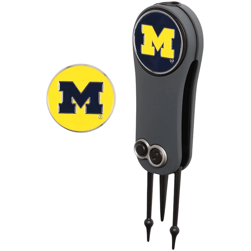 Michigan Wolverines Switchblade Repair Tool & Two Ball Markers