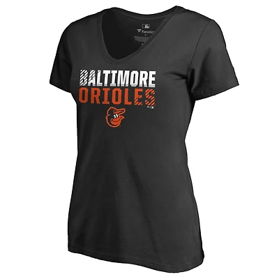 Women's Black Baltimore Orioles Fade Out V-Neck T-Shirt