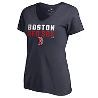 Women's Navy Boston Red Sox Fade Out V-Neck T-Shirt