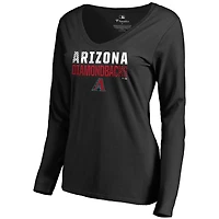 Women's Black Arizona Diamondbacks Fade Out V-Neck Long Sleeve T-Shirt