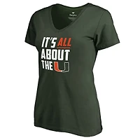 Women's Green Miami Hurricanes Hometown Collection All About The U V-Neck T-Shirt