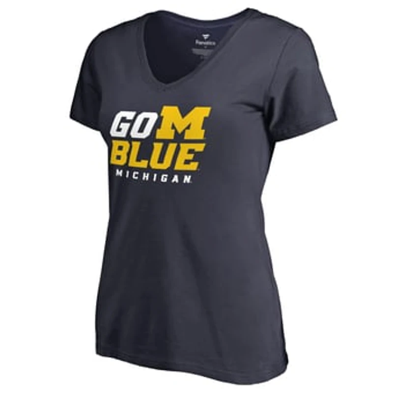 Women's Navy Michigan Wolverines Hometown Collection Blue V-Neck T-Shirt