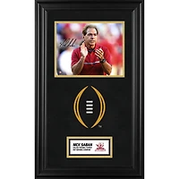 Nick Saban Alabama Crimson Tide College Football Playoff 2017 National Champions Deluxe Framed Autographed 8" x 10" In Red Clapping Photograph with College Football Playoff Logo