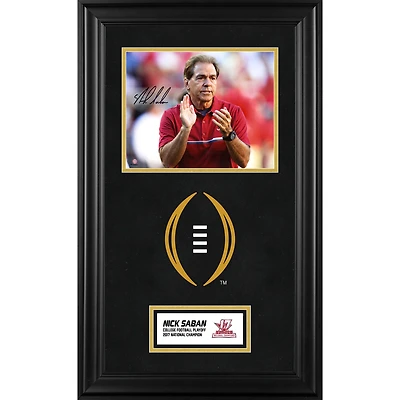 Nick Saban Alabama Crimson Tide College Football Playoff 2017 National Champions Deluxe Framed Autographed 8" x 10" In Red Clapping Photograph with College Football Playoff Logo