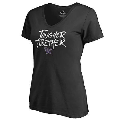 Women's Black Washington Huskies Tougher Together V-Neck T-Shirt