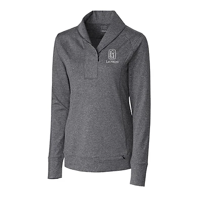 Women's Cutter & Buck Heather Charcoal TPC Las Vegas Shoreline Half-Zip Sweatshirt