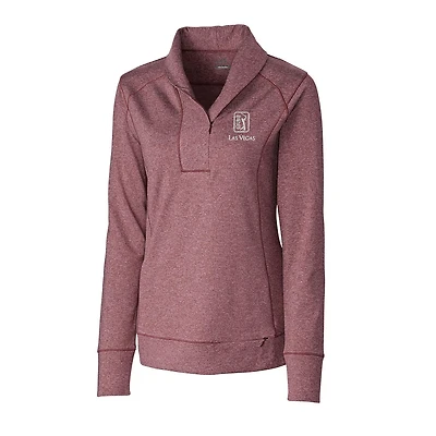 Women's Cutter & Buck Heather Maroon TPC Las Vegas Shoreline Half-Zip Sweatshirt