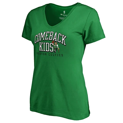 Women's Kelly Green Boston Celtics Comeback Kids V-Neck T-Shirt