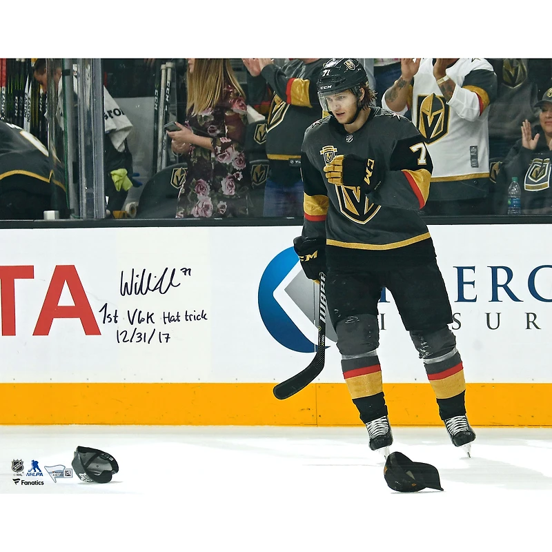 William Karlsson Vegas Golden Knights Autographed 16" x 20" Goal Celebration Photograph with "1st VGK Hat Trick 12/31/17" Inscription