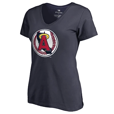 Women's Navy California Angels Cooperstown Collection Vintage Forbes V-Neck T-Shirt