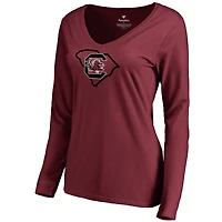 Women's Garnet South Carolina Gamecocks Tradition State V-Neck Long Sleeve T-Shirt