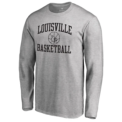 Men's Heathered Gray Louisville Cardinals In Bounds Long Sleeve T-Shirt