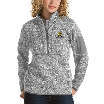 Women's Antigua Gray Jimmie Johnson Fortune Half-Zip Pullover Jacket