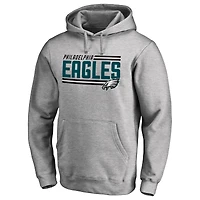Men's Heathered Gray Philadelphia Eagles Iconic Collection Onside Stripe Pullover Hoodie