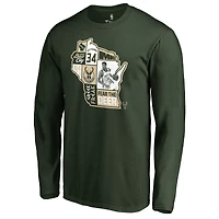 Men's Giannis Antetokounmpo Hunter Green Milwaukee Bucks Player State Long Sleeve T-Shirt