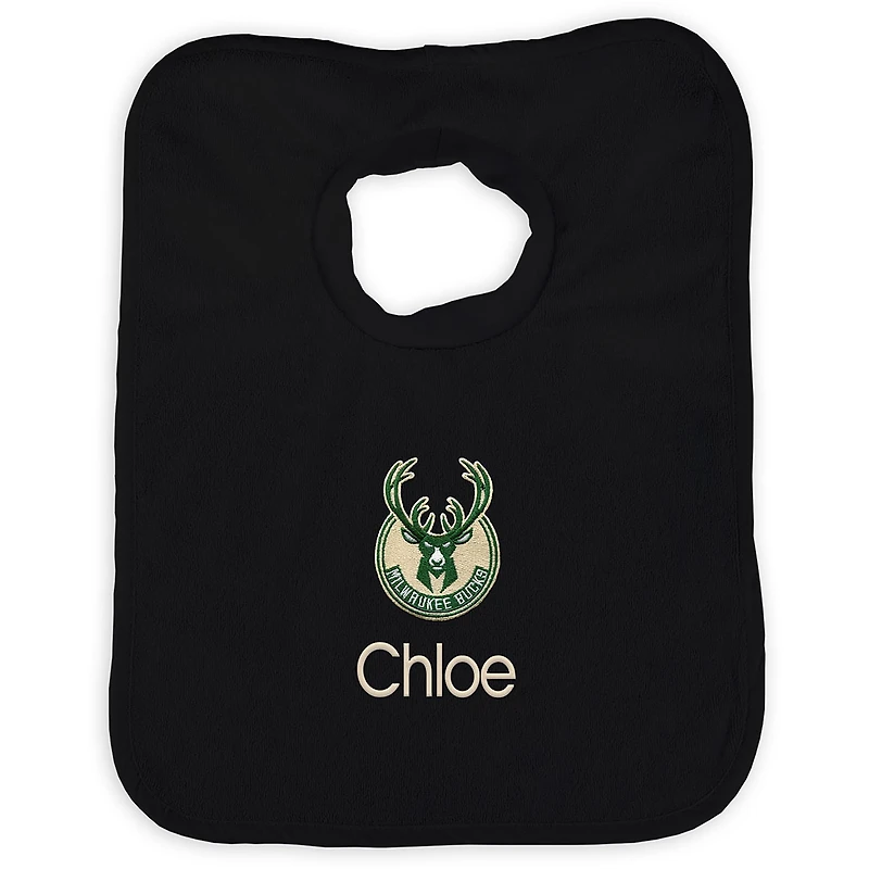 Infant Black Milwaukee Bucks Personalized Bib