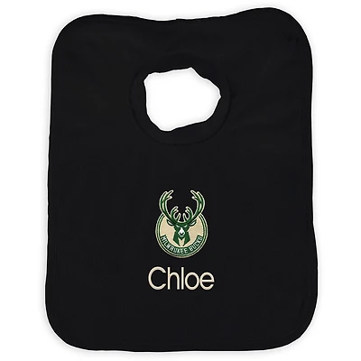Infant Black Milwaukee Bucks Personalized Bib