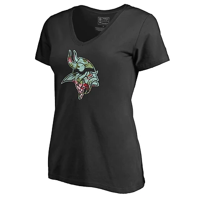 Women's Black Minnesota Vikings Lovely V-Neck T-Shirt