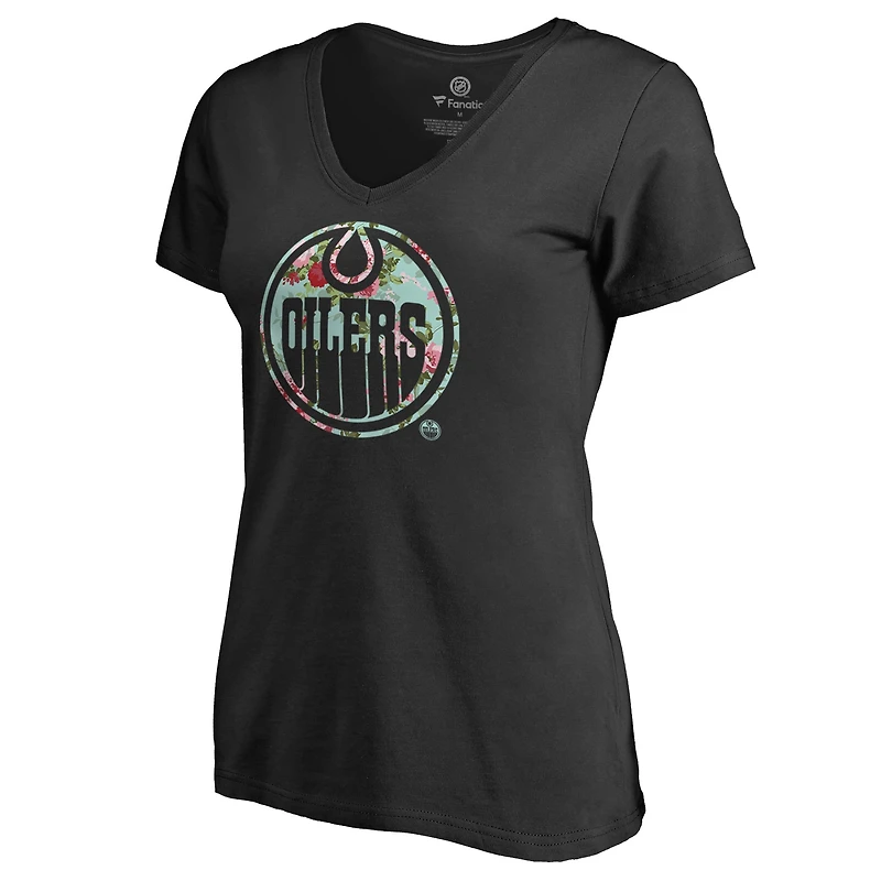 Women's Black Edmonton Oilers Lovely V-Neck T-Shirt
