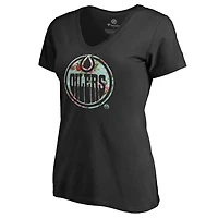 Women's Black Edmonton Oilers Lovely V-Neck T-Shirt