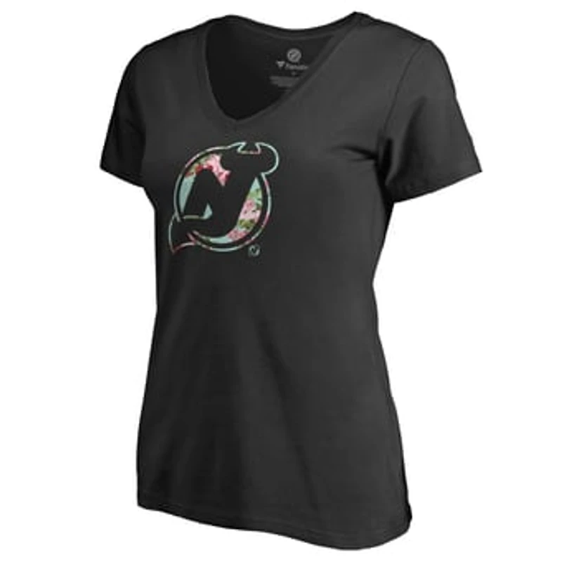 Women's Black New Jersey Devils Lovely V-Neck T-Shirt