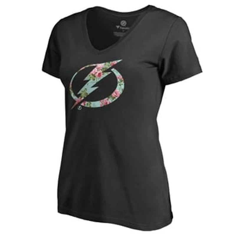 Women's Black Tampa Bay Lightning Lovely V-Neck T-Shirt