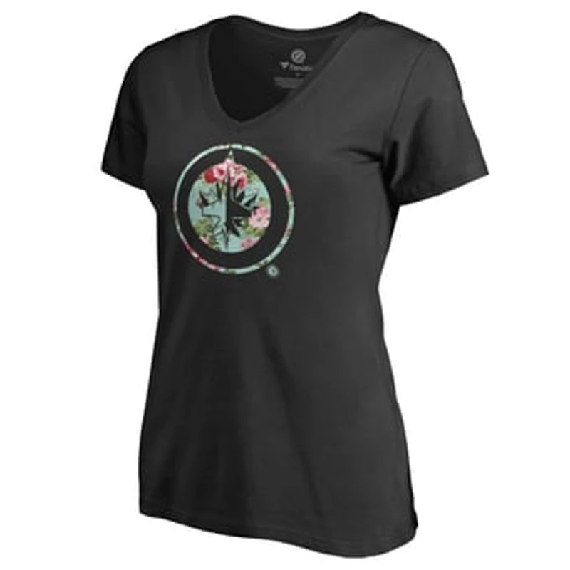 Women's Black Winnipeg Jets Lovely V-Neck T-Shirt