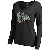 Women's Black Chicago Blackhawks Lovely Long Sleeve V-Neck T-Shirt