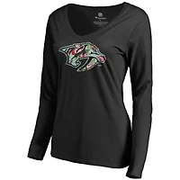 Women's Black Nashville Predators Lovely Long Sleeve V-Neck T-Shirt