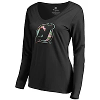Women's Black New Jersey Devils Lovely Long Sleeve V-Neck T-Shirt