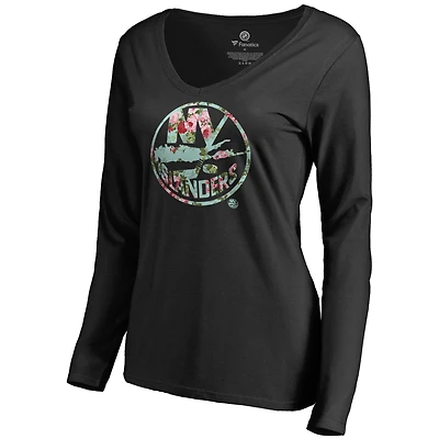Women's Black New York Islanders Lovely Long Sleeve V-Neck T-Shirt