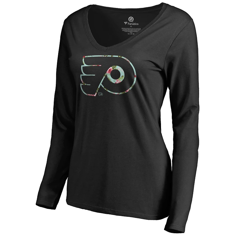 Women's Black Philadelphia Flyers Lovely Long Sleeve V-Neck T-Shirt