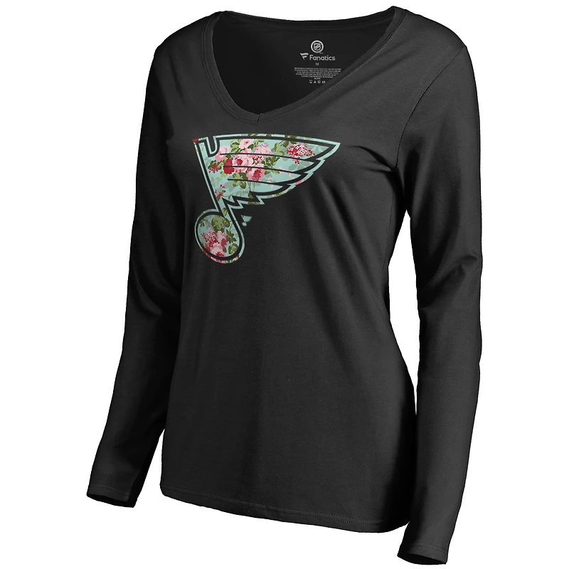 Women's Black St. Louis Blues Lovely Long Sleeve V-Neck T-Shirt