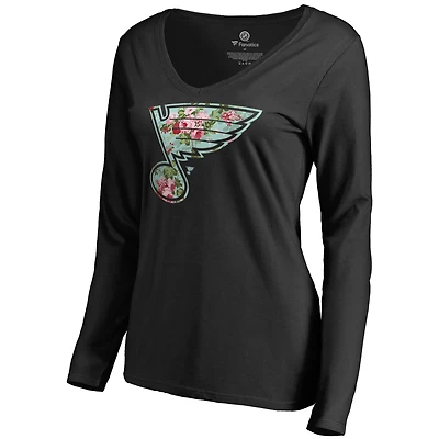Women's Black St. Louis Blues Lovely Long Sleeve V-Neck T-Shirt