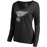 Women's Black St. Louis Blues Lovely Long Sleeve V-Neck T-Shirt