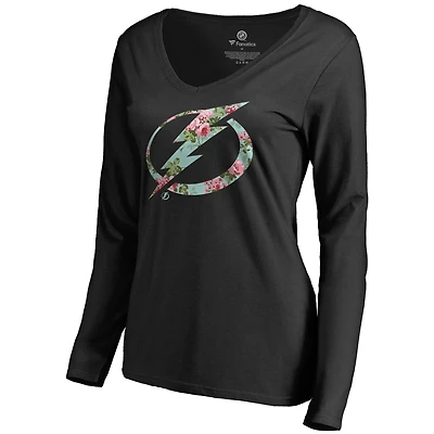Women's Black Tampa Bay Lightning Lovely Long Sleeve V-Neck T-Shirt