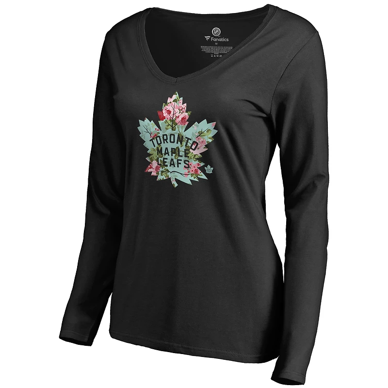 Women's Black Toronto Maple Leafs Lovely Long Sleeve V-Neck T-Shirt