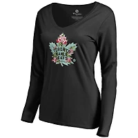Women's Black Toronto Maple Leafs Lovely Long Sleeve V-Neck T-Shirt