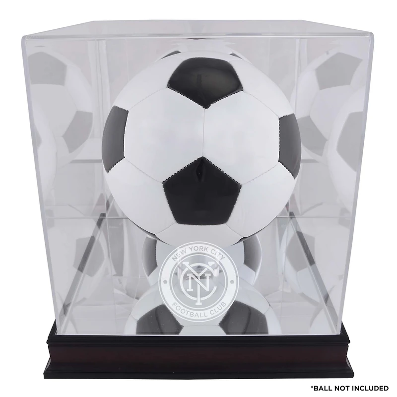 New York City FC Mahogany Team Logo Soccer Ball Display Case