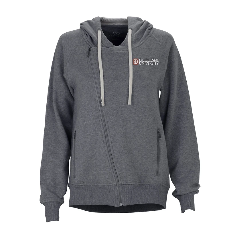 Women's Charcoal Duquesne Dukes Fleece Moto Jacket