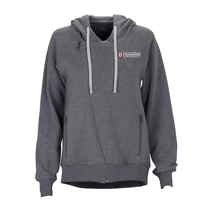 Women's Charcoal Duquesne Dukes Fleece Moto Jacket