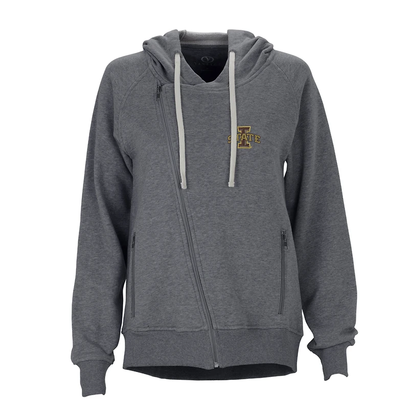 Women's Charcoal Iowa State Cyclones Fleece Moto Jacket