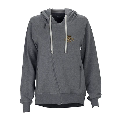 Women's Charcoal Iowa State Cyclones Fleece Moto Jacket