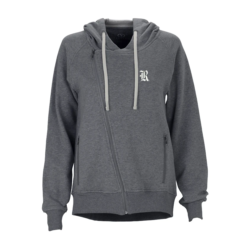Women's Charcoal Rice Owls Fleece Moto Jacket