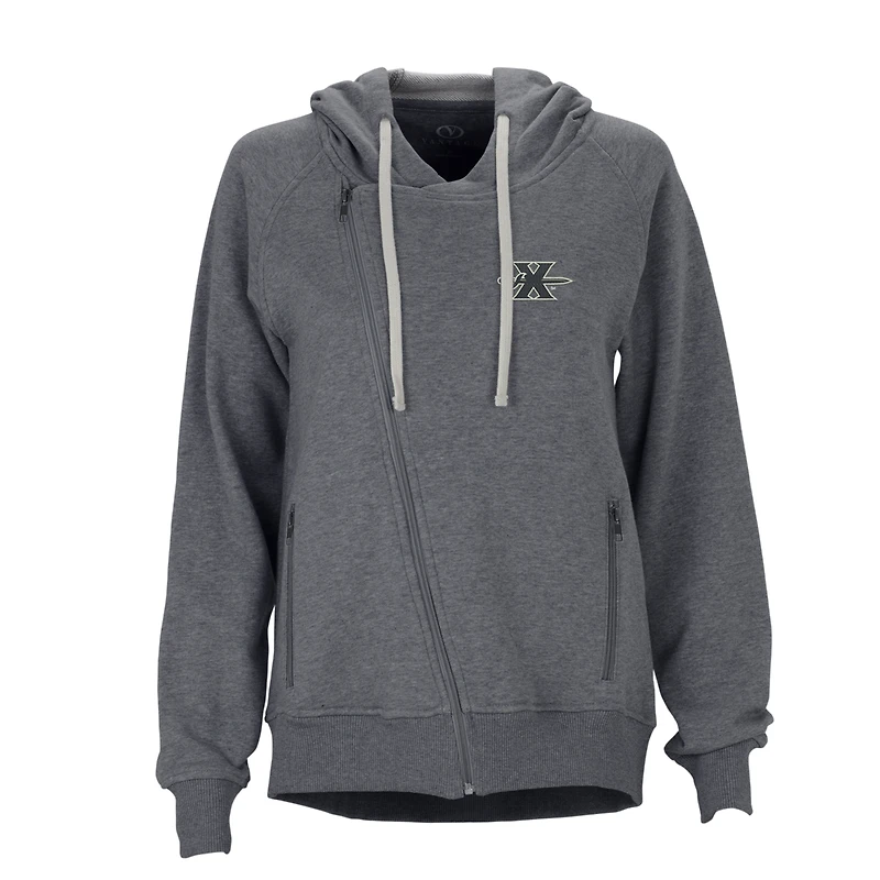 Women's Charcoal Xavier Musketeers Fleece Moto Jacket