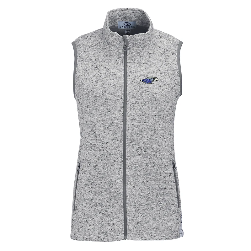 Women's Heather Gray Wisconsin-Whitewater Warhawks Summit Fleece Full Zip Sweater Vest