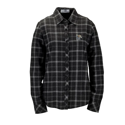 Women's Charcoal Memphis Tigers Brewer Flannel Button-Down Long Sleeve Shirt