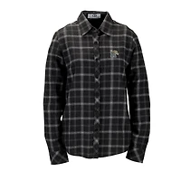 Women's Charcoal Memphis Tigers Brewer Flannel Button-Down Long Sleeve Shirt